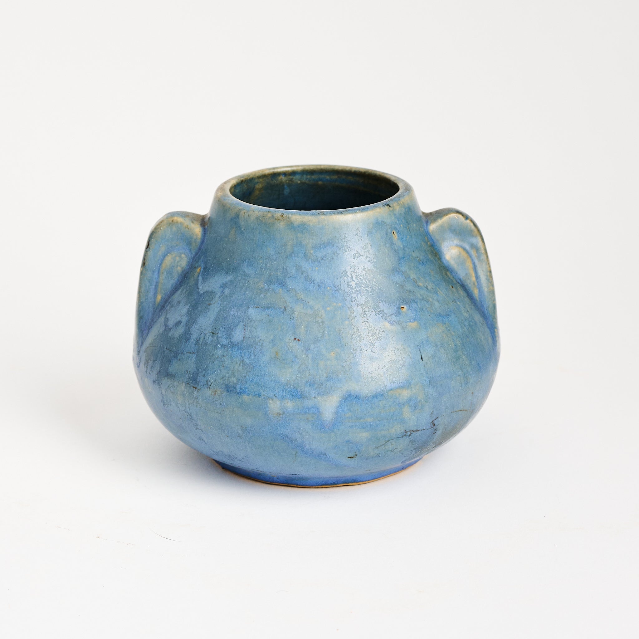 Vintage Blue McCoy Vase on a white background at Addison West