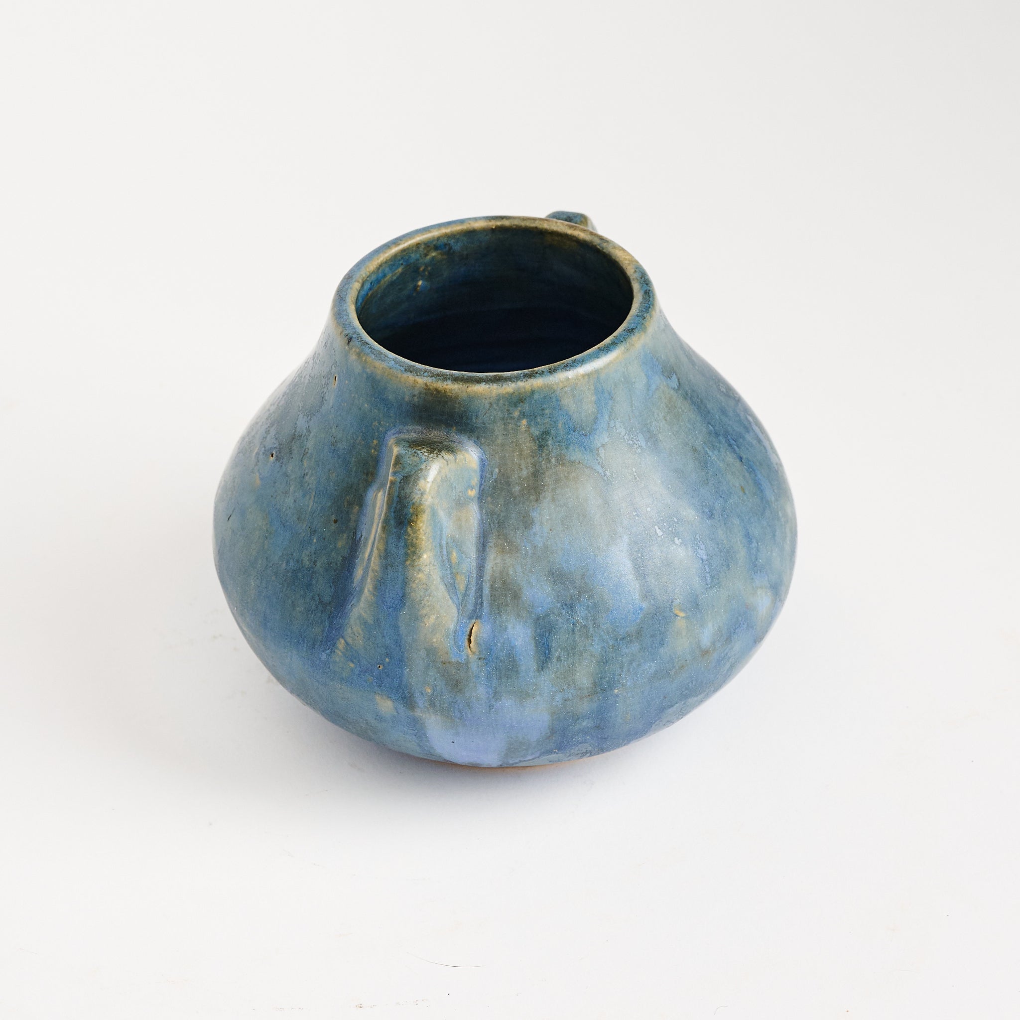 Vintage Blue McCoy Vase on a white background at Addison West