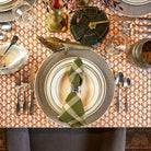 Linen Green Plaid Napkins, Set of 4 on a table at Addison West