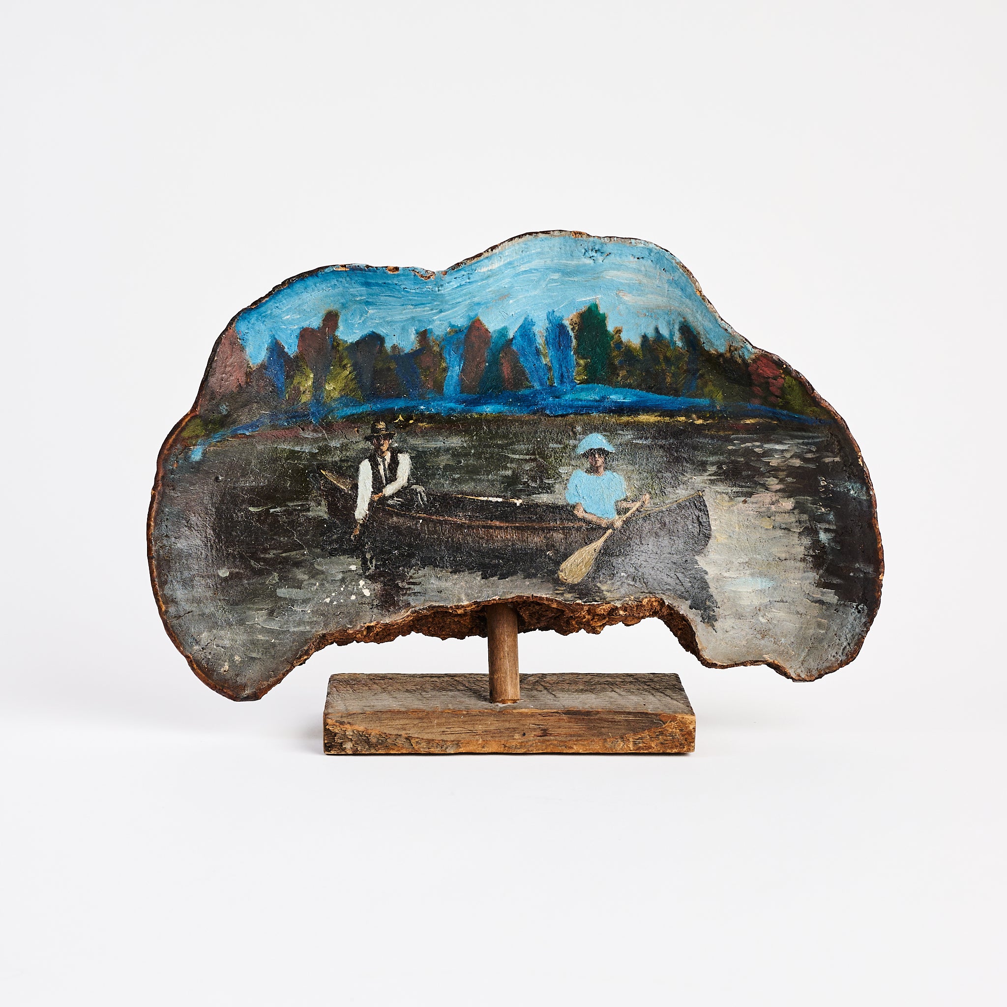 Vintage Folk Art Painted Burl on a white background at Addison West