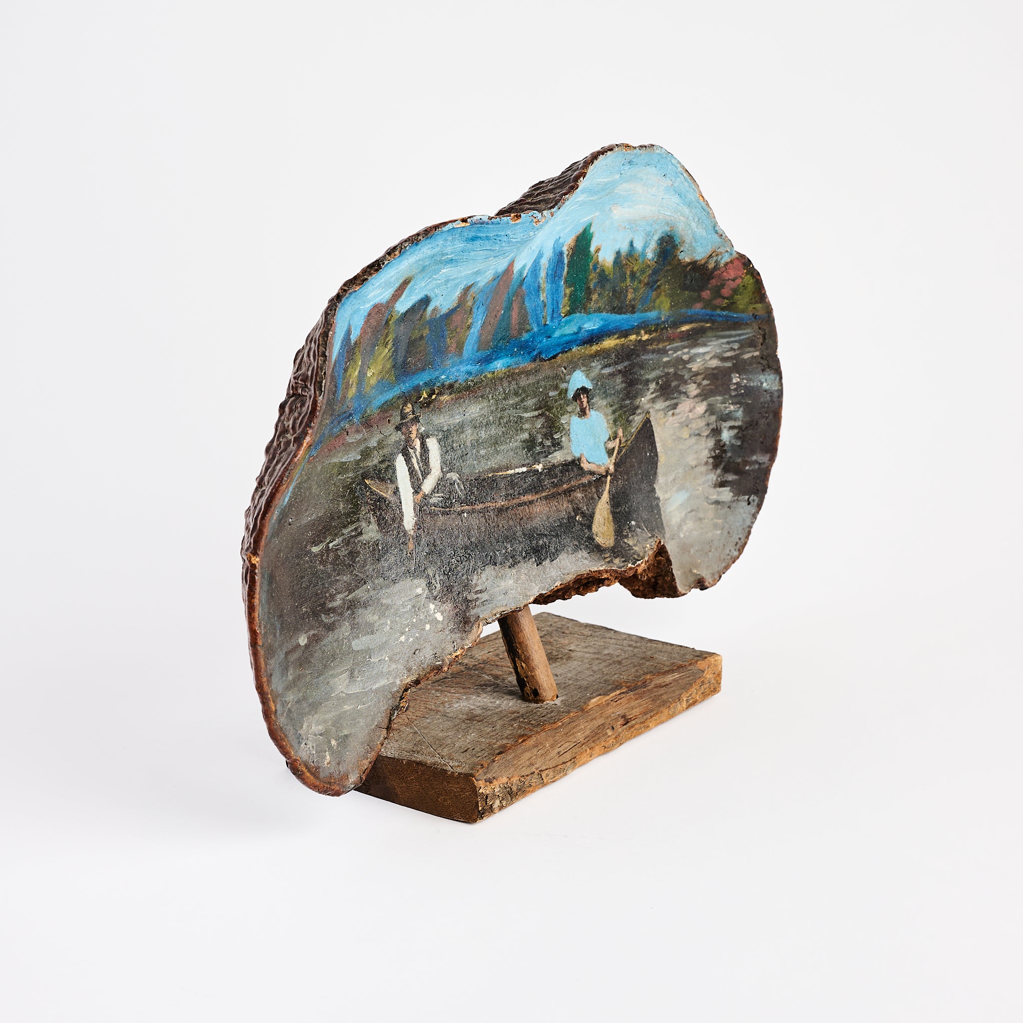 Vintage Folk Art Painted Burl on a white background at Addison West