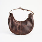 Stella Shoulder Bag in Dark Brown on a white background at Addison West