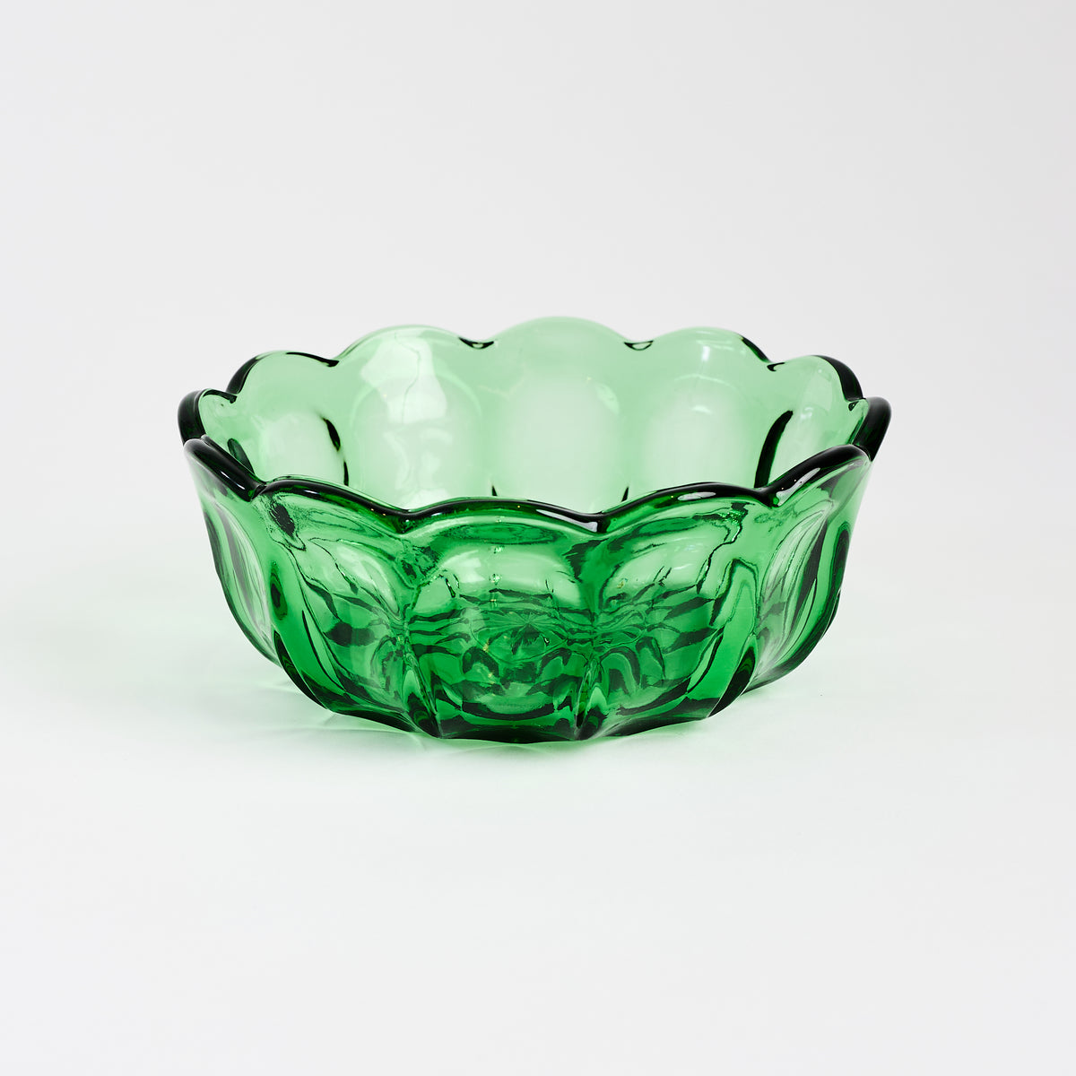 Vintage Low Green Bowl on a white background at Addison West