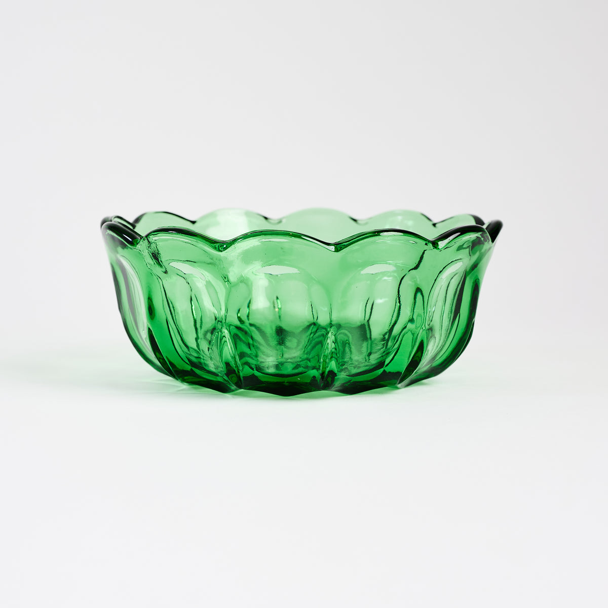 Vintage Low Green Bowl on a white background at Addison West