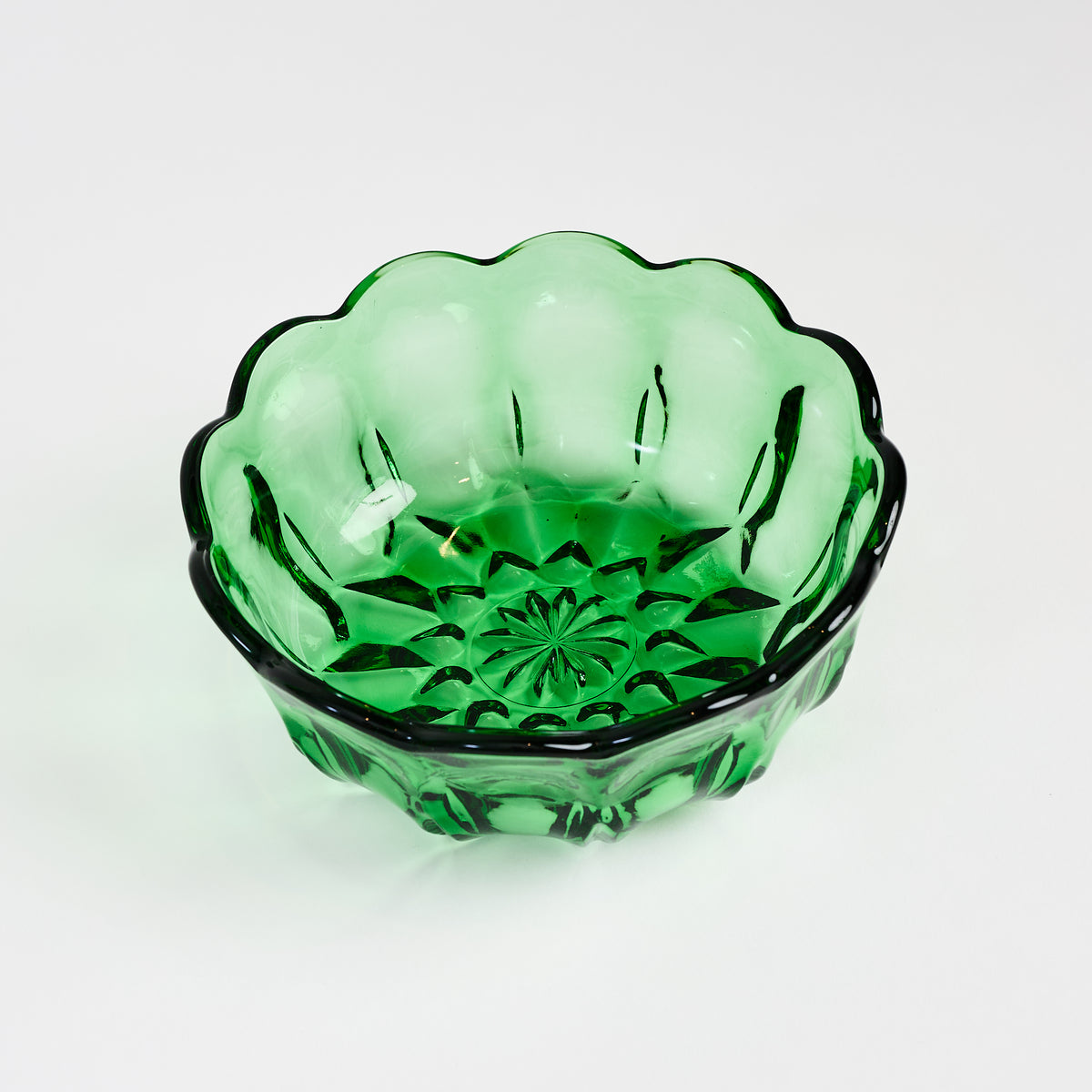 Vintage Low Green Bowl on a white background at Addison West