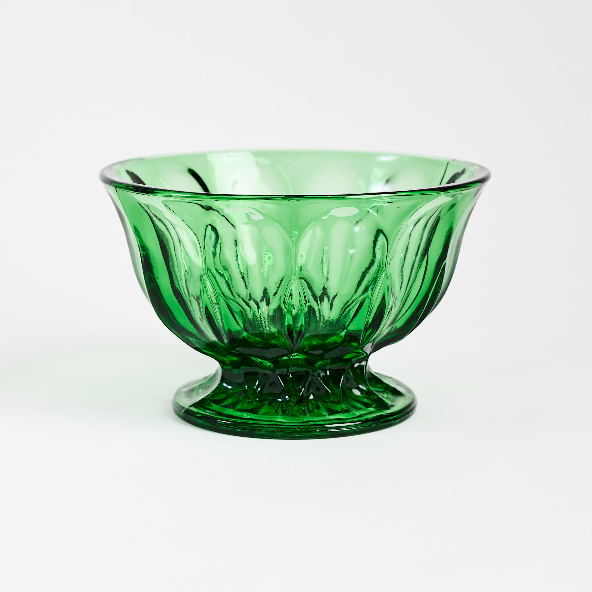 Vintage Green Footed Bowl on a white background at Addison West