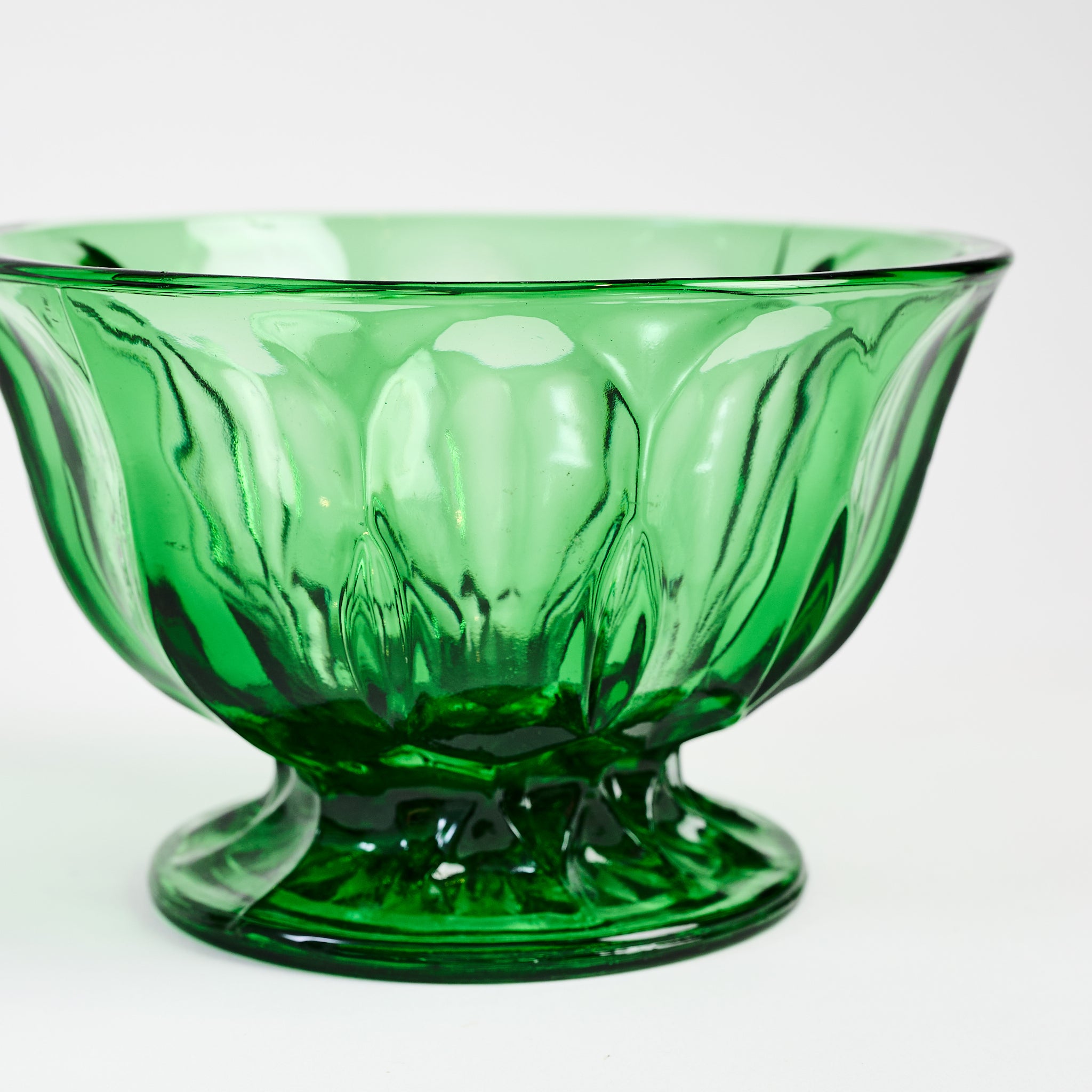 Vintage Green Footed Bowl on a white background at Addison West