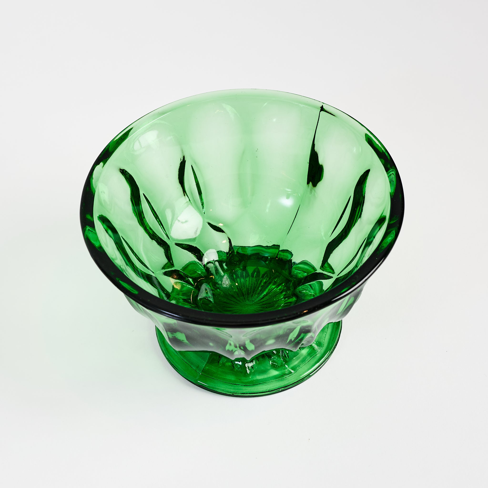 Vintage Green Footed Bowl on a white background at Addison West
