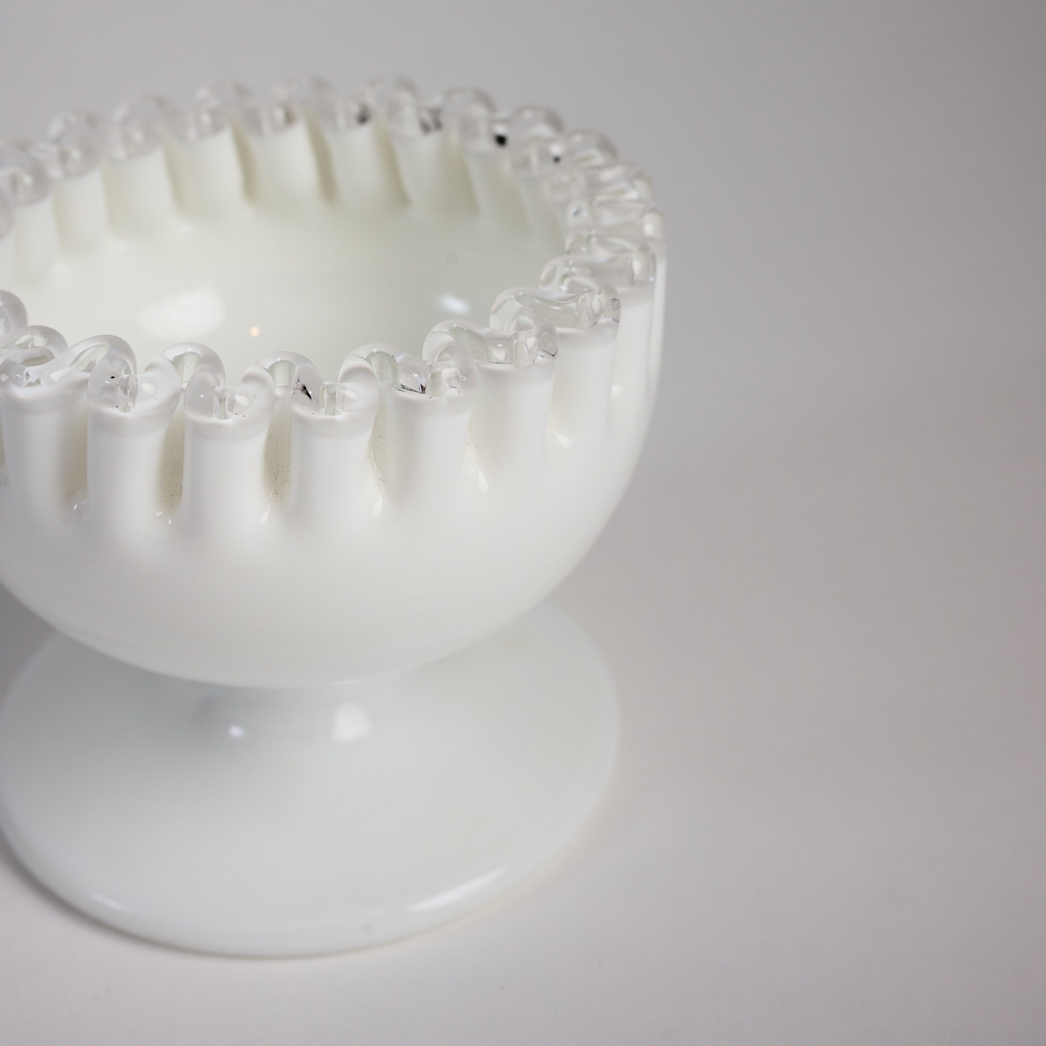 Vintage White Fenton Bowl on a white background at Addison West