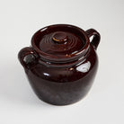 Vintage USA Stoneware Beanpot on a white background at Addison West