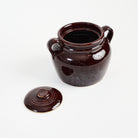 Vintage USA Stoneware Beanpot on a white background at Addison West