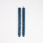 Greentree 10" Rope Taper Candle in Blue Slate on a white background at Addison West