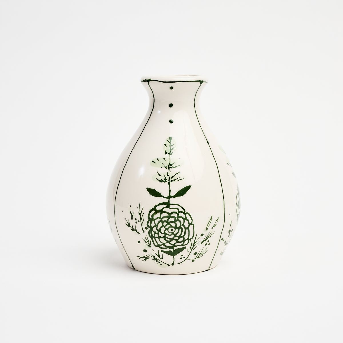 Stephanie Verdun Pear Vase in Dark Green  on a white background at Addison West