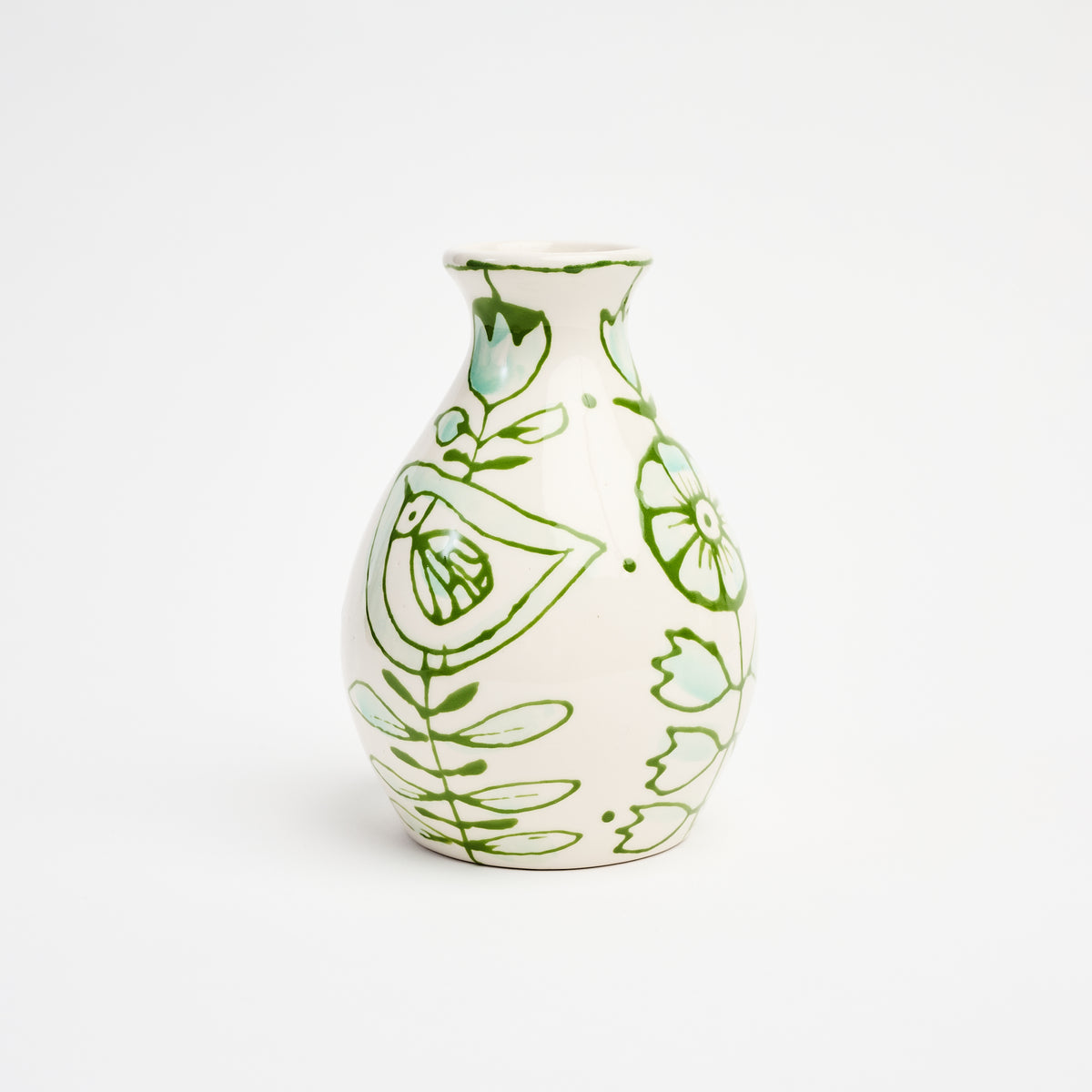 Stephanie Verdun Pear Vase in Moss Green on a white background at Addison West