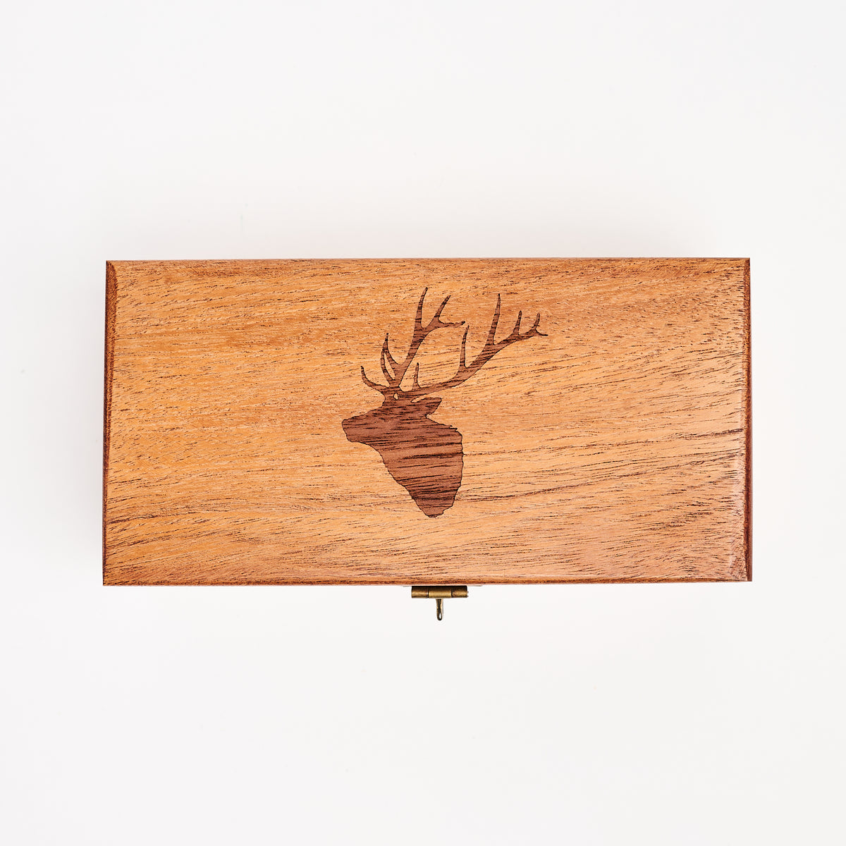 Stag Head Engraved Wood Box on a white background at Addison West