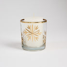 Snowflake Gold Etched Tealight Holder on a white background at Addison West