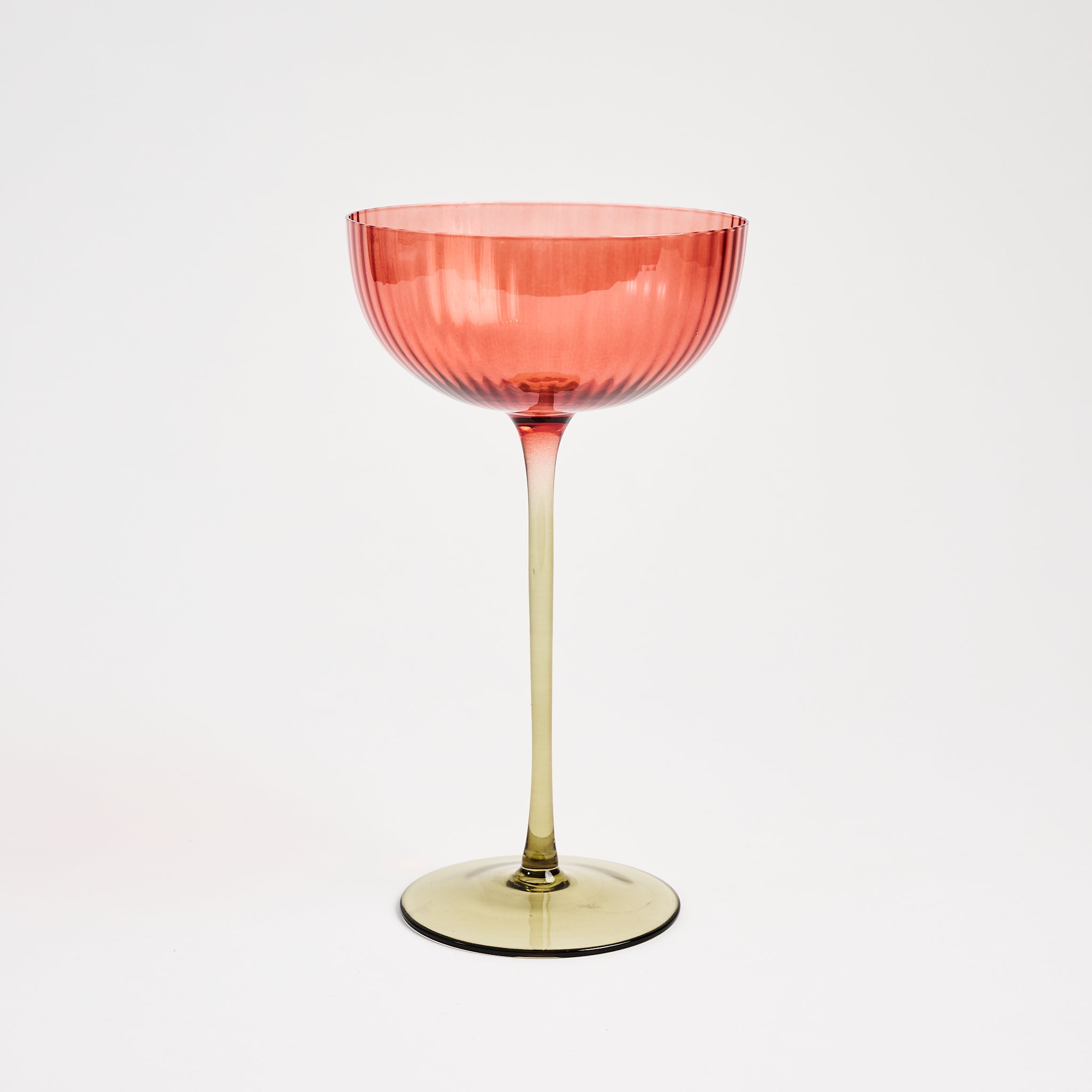 Ombre Ribbed Stemmed Coupe on a white background at Addison West
