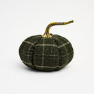 Large Green & Tan Plaid Pumpkin on a white background at Addison West