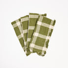 Linen Green Plaid Napkins, Set of 4 on a white background at Addison West