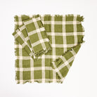 Linen Green Plaid Napkins, Set of 4 on a white background at Addison West