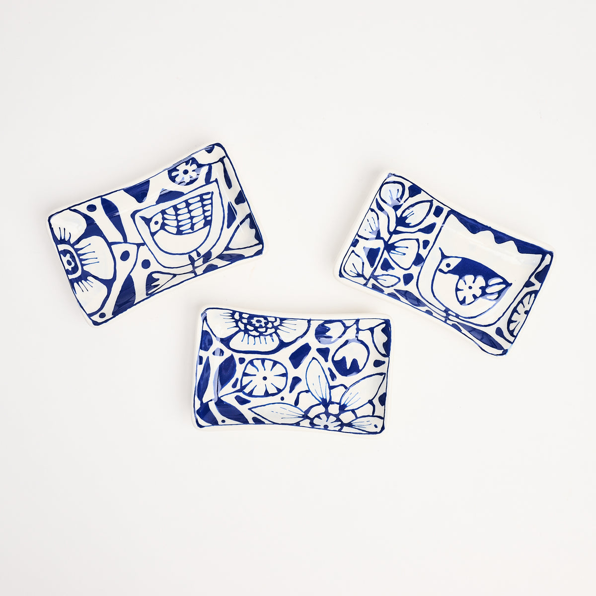 Stephanie Verdun Soap Dish in Blue & French Blue on a white background at Addison West