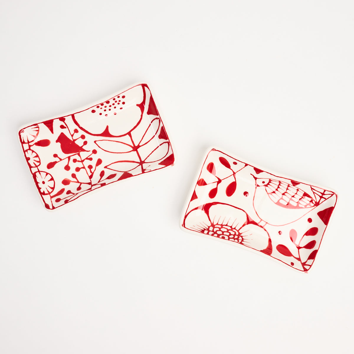 Stephanie Verdun Soap Dish in Red on a white background at Addison West