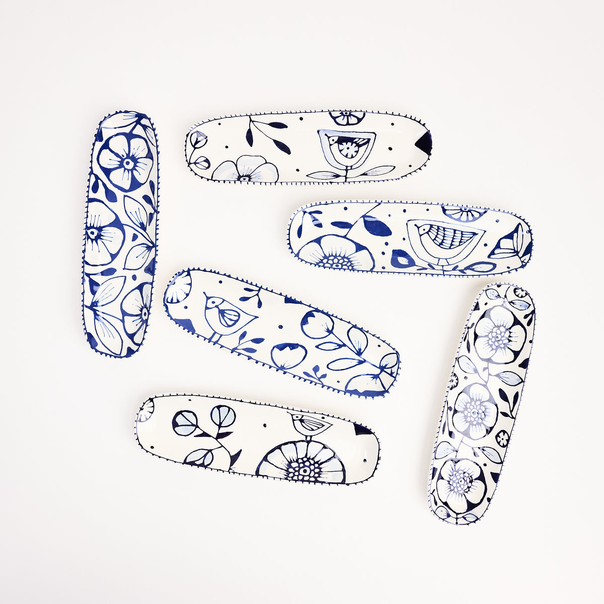 Stephanie Verdun Long Tray in Blue & French on a white background at Addison West
