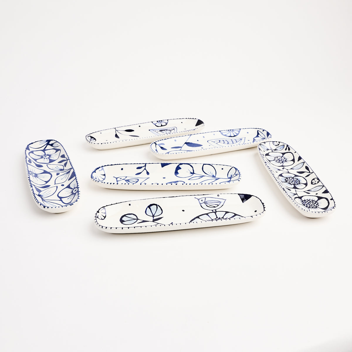 Stephanie Verdun Long Tray in Blue & French on a white background at Addison West