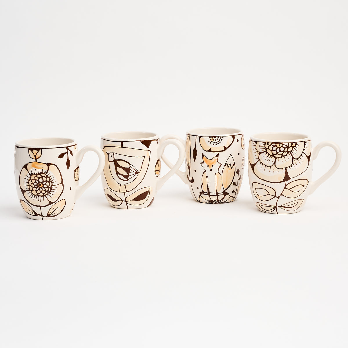 Stephanie Verdun Barrel Mug in Orange & Brown on a white background at Addison West