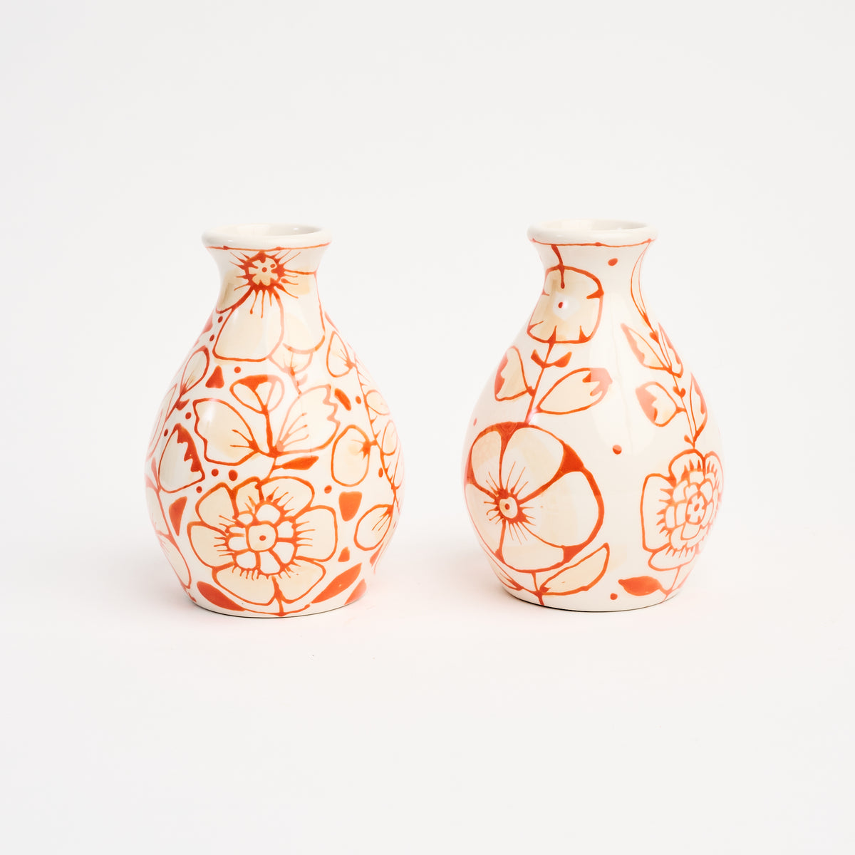 Stephanie Verdun Pear Vase in Orange on a white background at Addison West