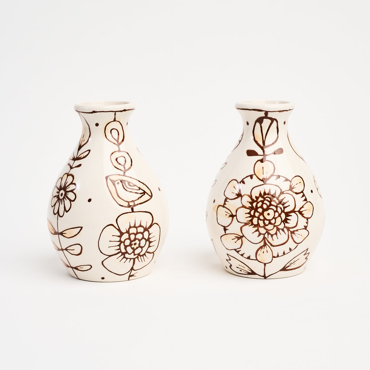 Stephanie Verdun Pear Vase in Orange & Brown on a white background at Addison West