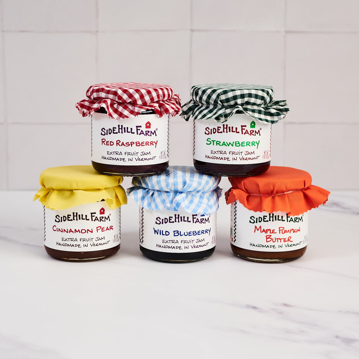Sidehill Farm Jams on a kitchen counter at Addison West