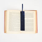 Genuine Leather Bookmark in Blue on a white background at Addison West