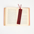 Genuine Leather Bookmark in Red on a white background at Addison West