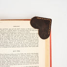 Leather Heart Bookmark in Dark Brown on a white background at Addison West