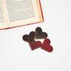 Leather Heart Bookmark in Dark Brown on a white background at Addison West
