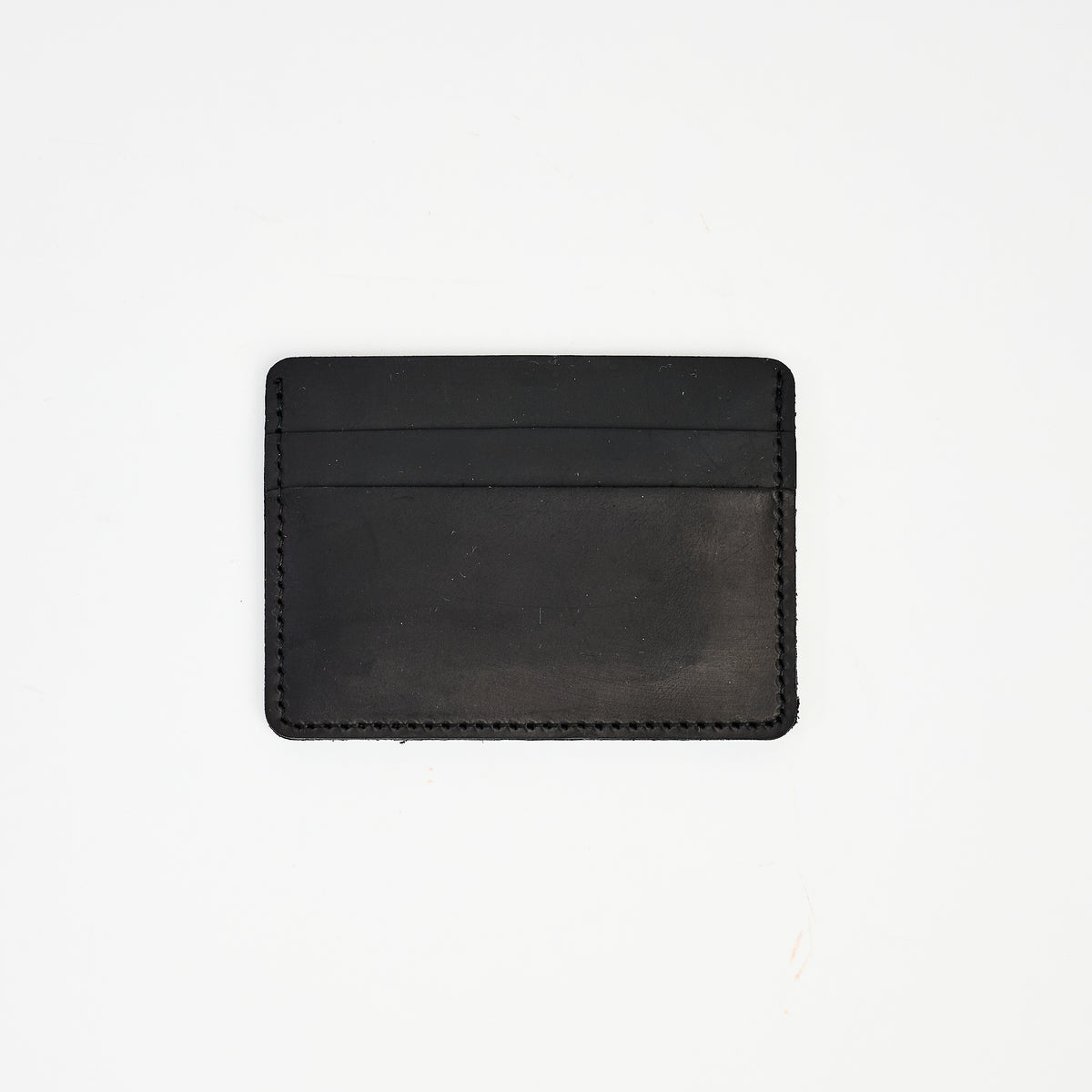 Leather Card Holder Wallet in Black on a white background at Addison West