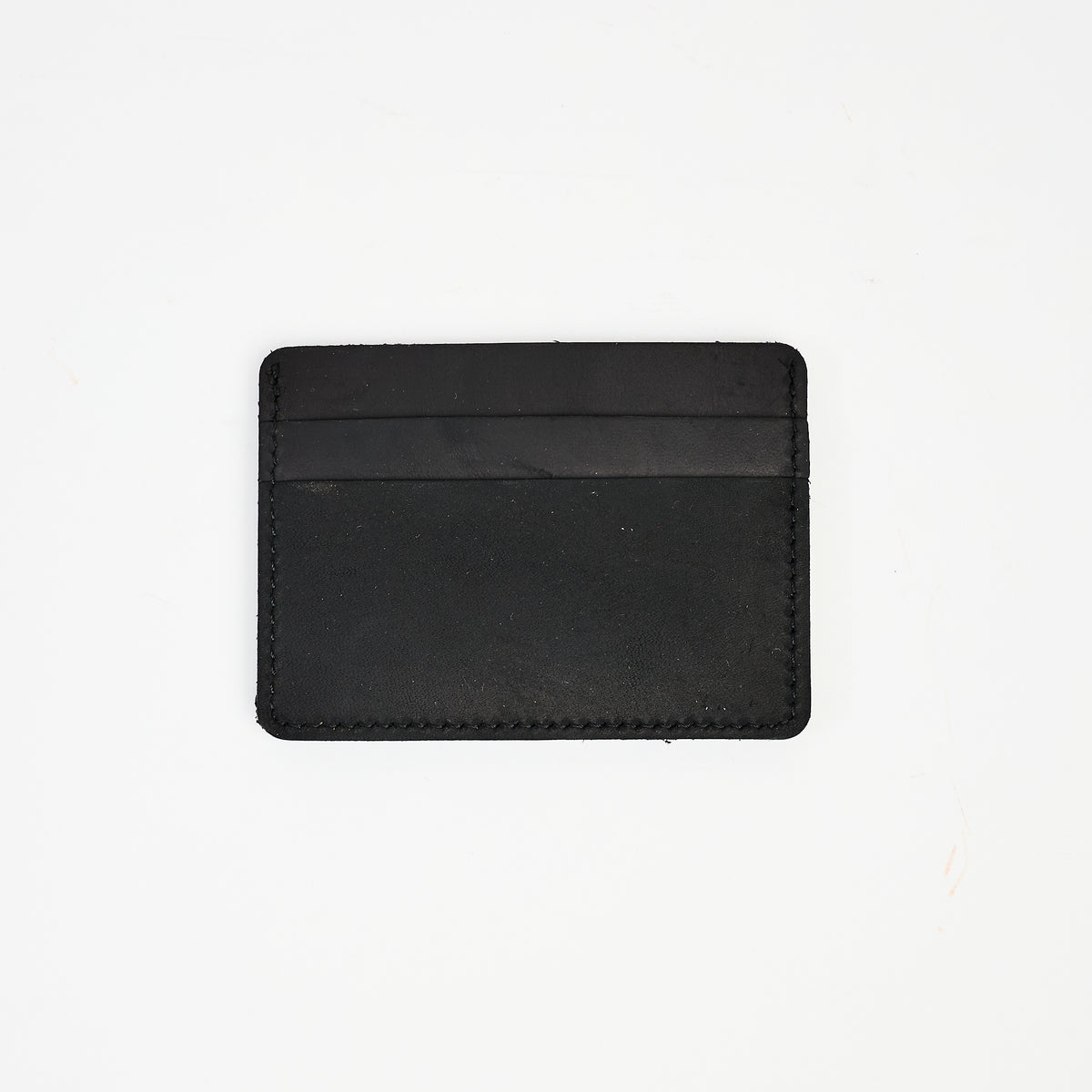 Leather Card Holder Wallet in Black on a white background at Addison West