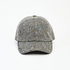 Wool Baseball Cap in Gray Herringbone on a white background at Addison West