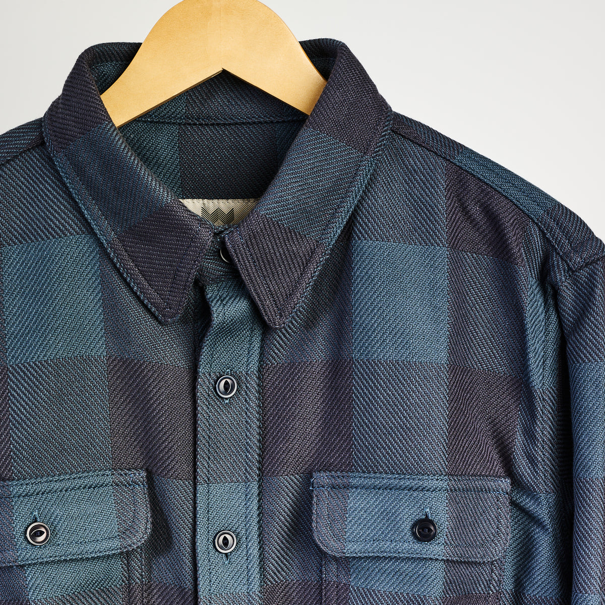 Warren Six Season Flannel in Deepwater on a white background at Addison West