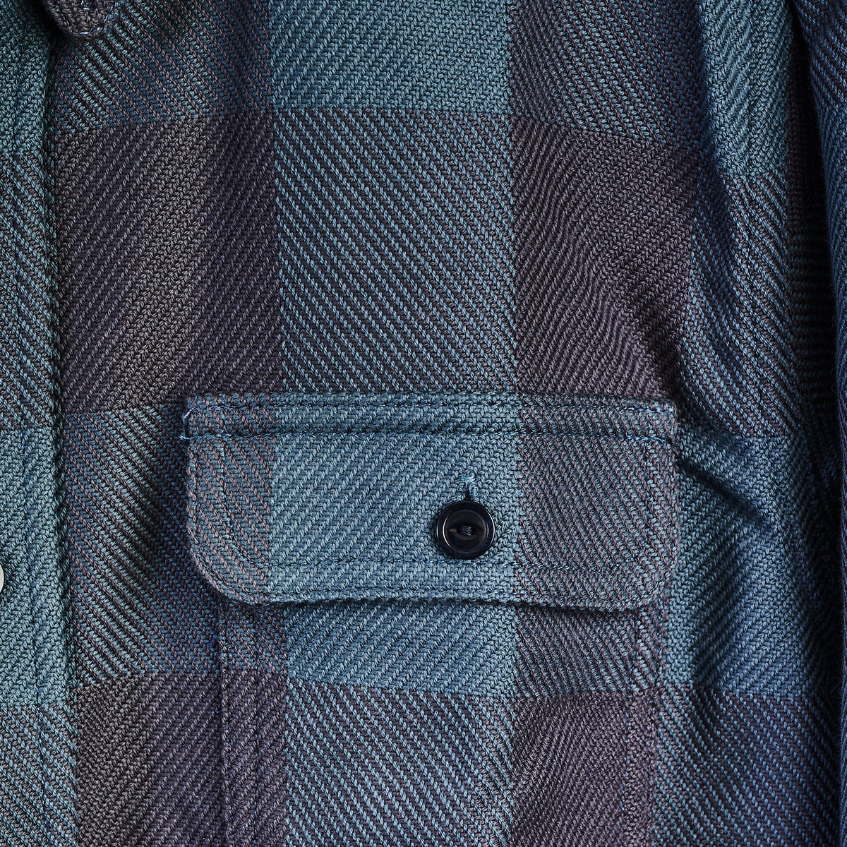 Warren Six Season Flannel in Deepwater on a white background at Addison West