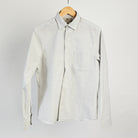 Warren Windsor Button Down in White Stripe on a white background at Addison West