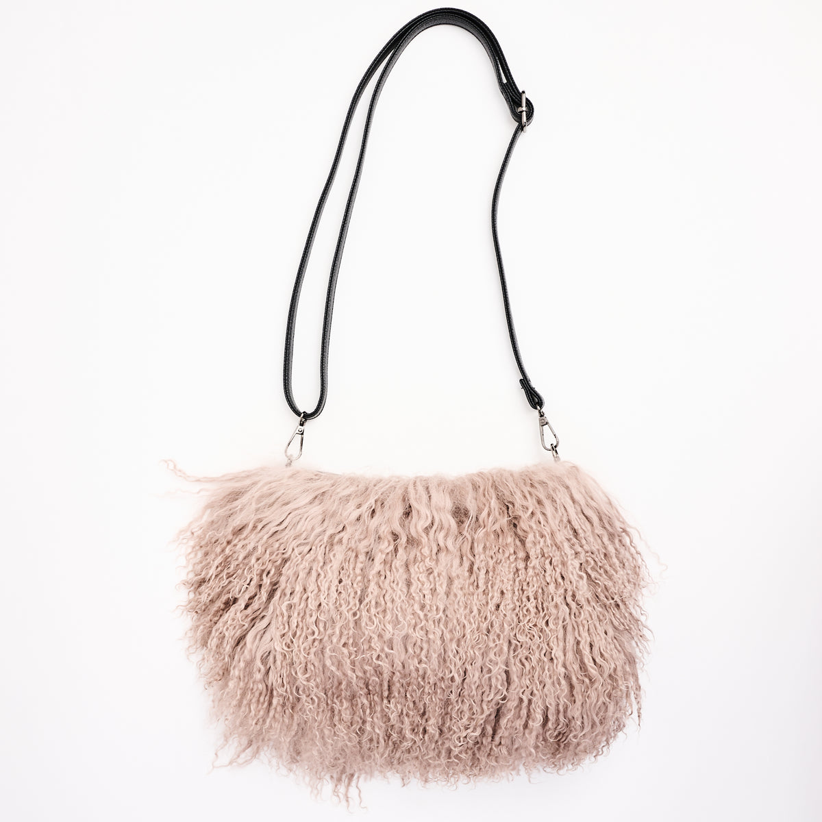 Jasmin Muff Bag in Stucco Sand on a white background at Addison West