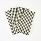 Olive Gingham Linen Dinner Napkins, Set of 4 on a white background at Addison West