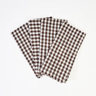 Tobacco Gingham Linen Dinner Napkins, Set of 4 on a white background at Addison West