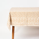 Charlotte Caramel Tablecloth on a white background at Addison West
