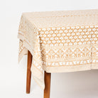Charlotte Caramel Tablecloth on a white background at Addison West