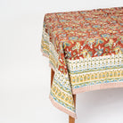 Bohemian Block Print Tablecloth, 70" x 126" on a white background at Addison West
