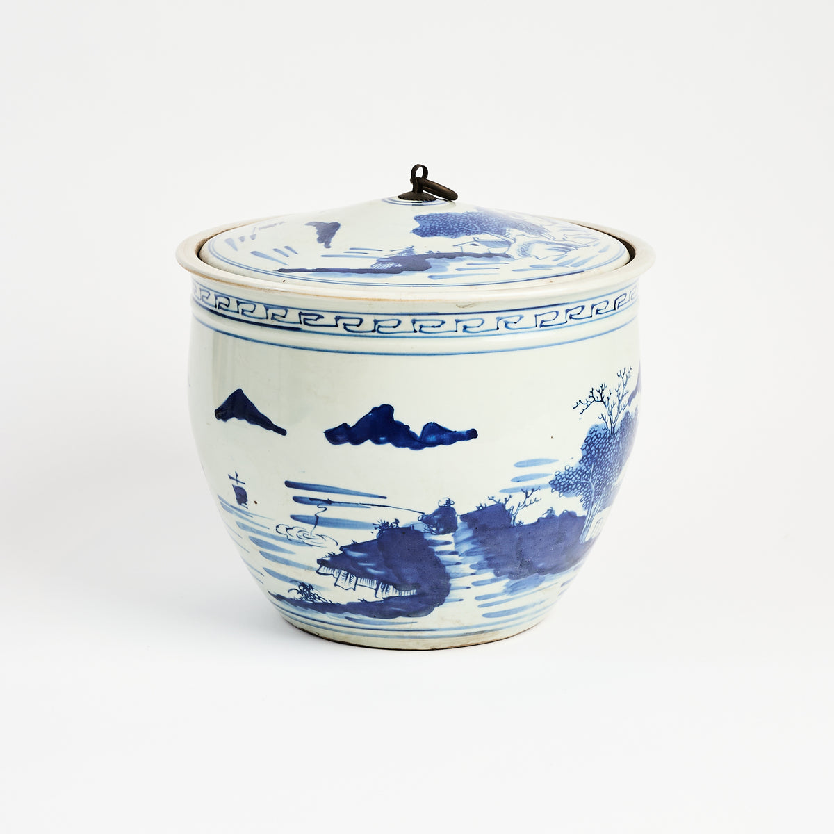 Blue & White Landscape Ginger Jar on a white background at Addison West