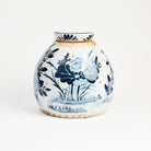 Blue & White Floral Ginger Jar on a white background at Addison West
